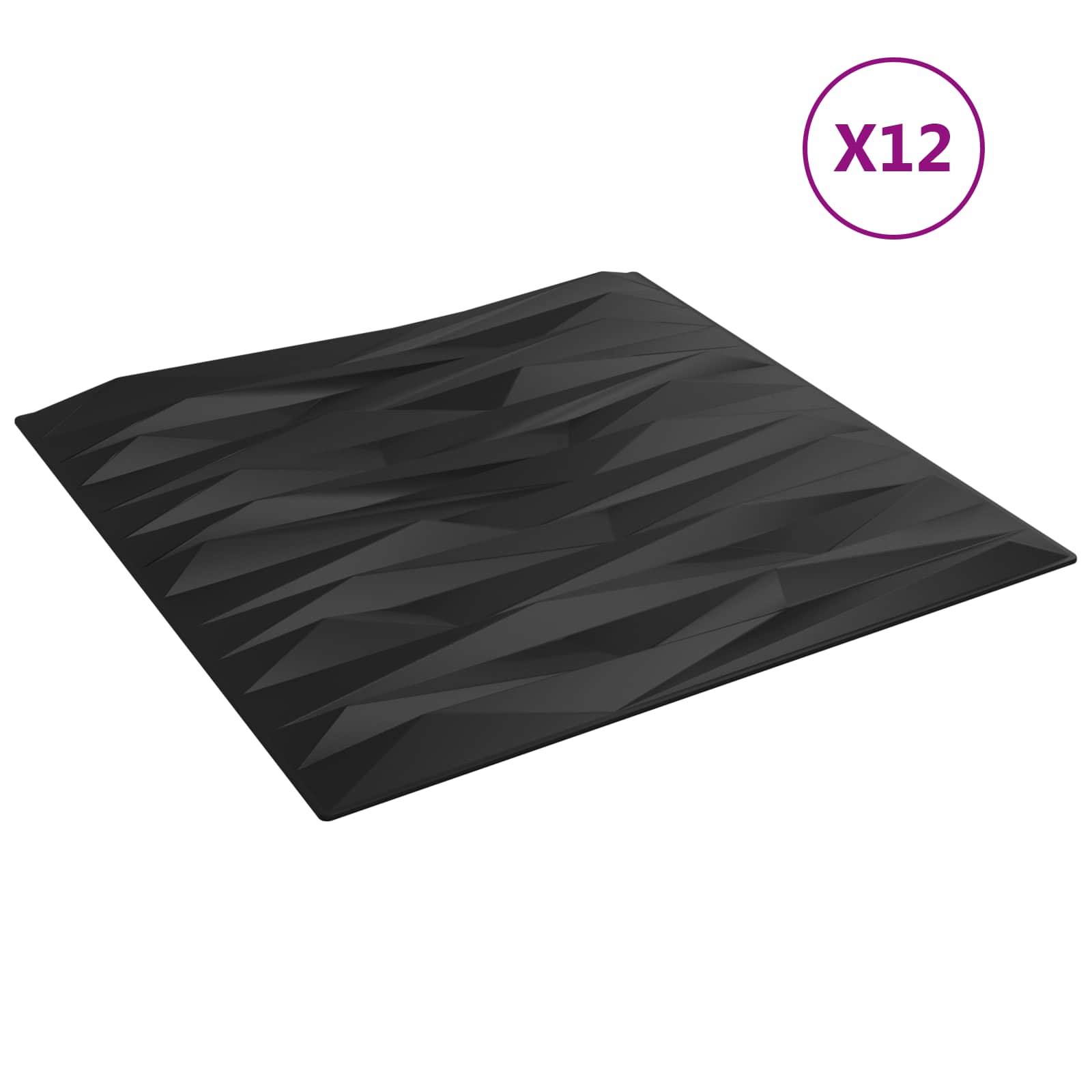 Seinäpaneelit 12 Pcs Musta Kivi 50 X 50 Cm Xps Vaahdon