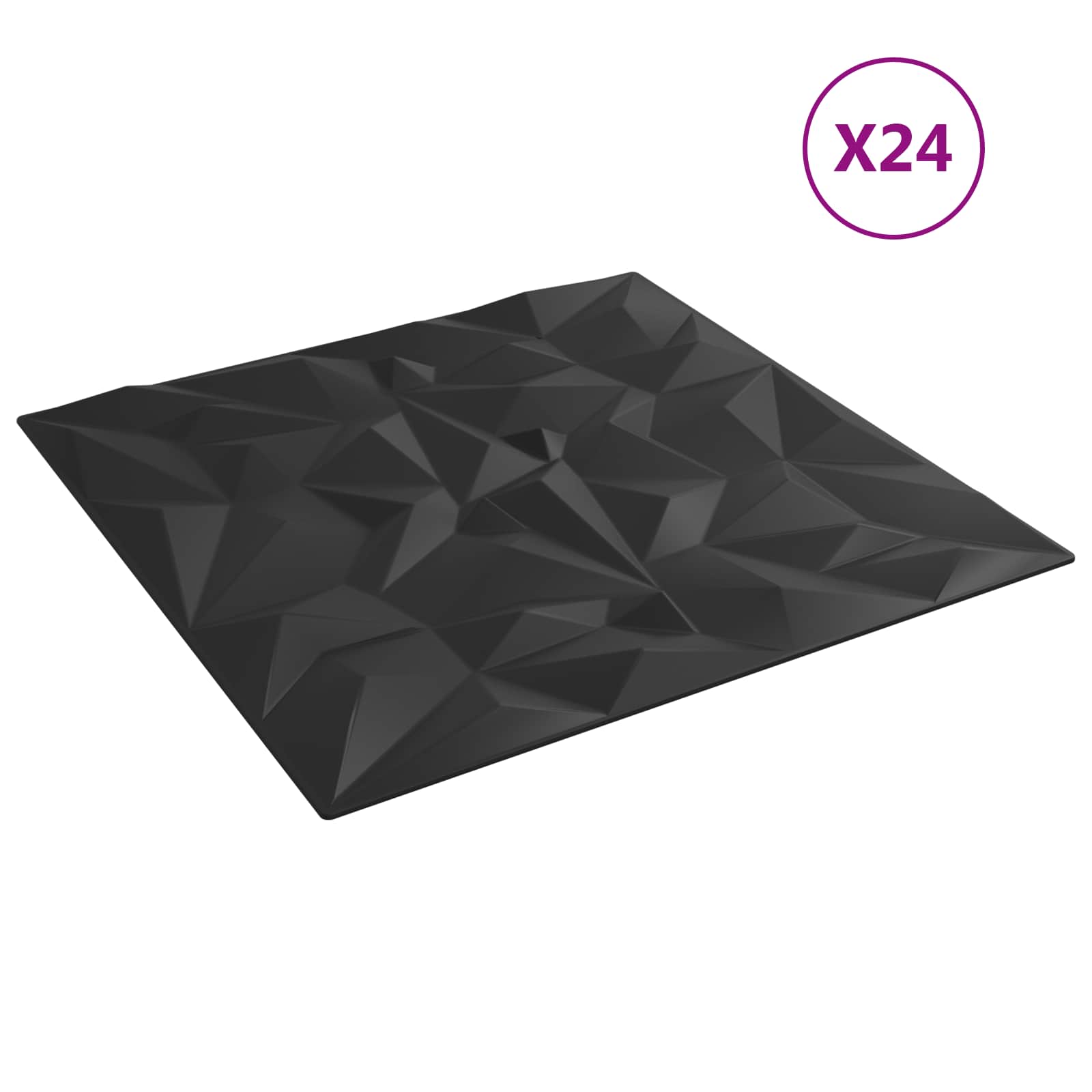 Seinäpaneelit 24 Pcs Musta 50 X 50 Cm Xps Vaahdon