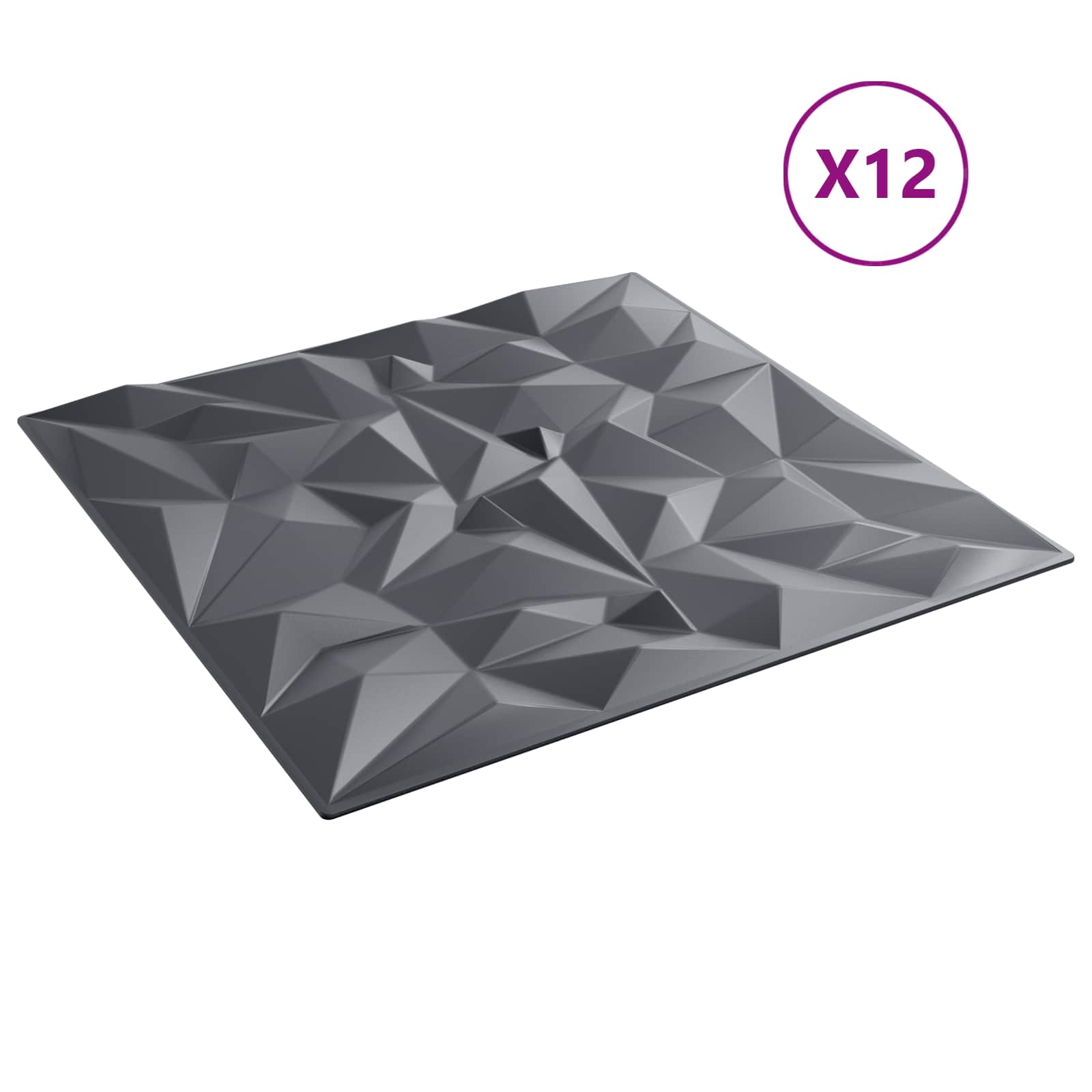 Seinäpaneelit 12 Pcs Ametistiharmaa 50 X 50 Cm Xps Vaahdon