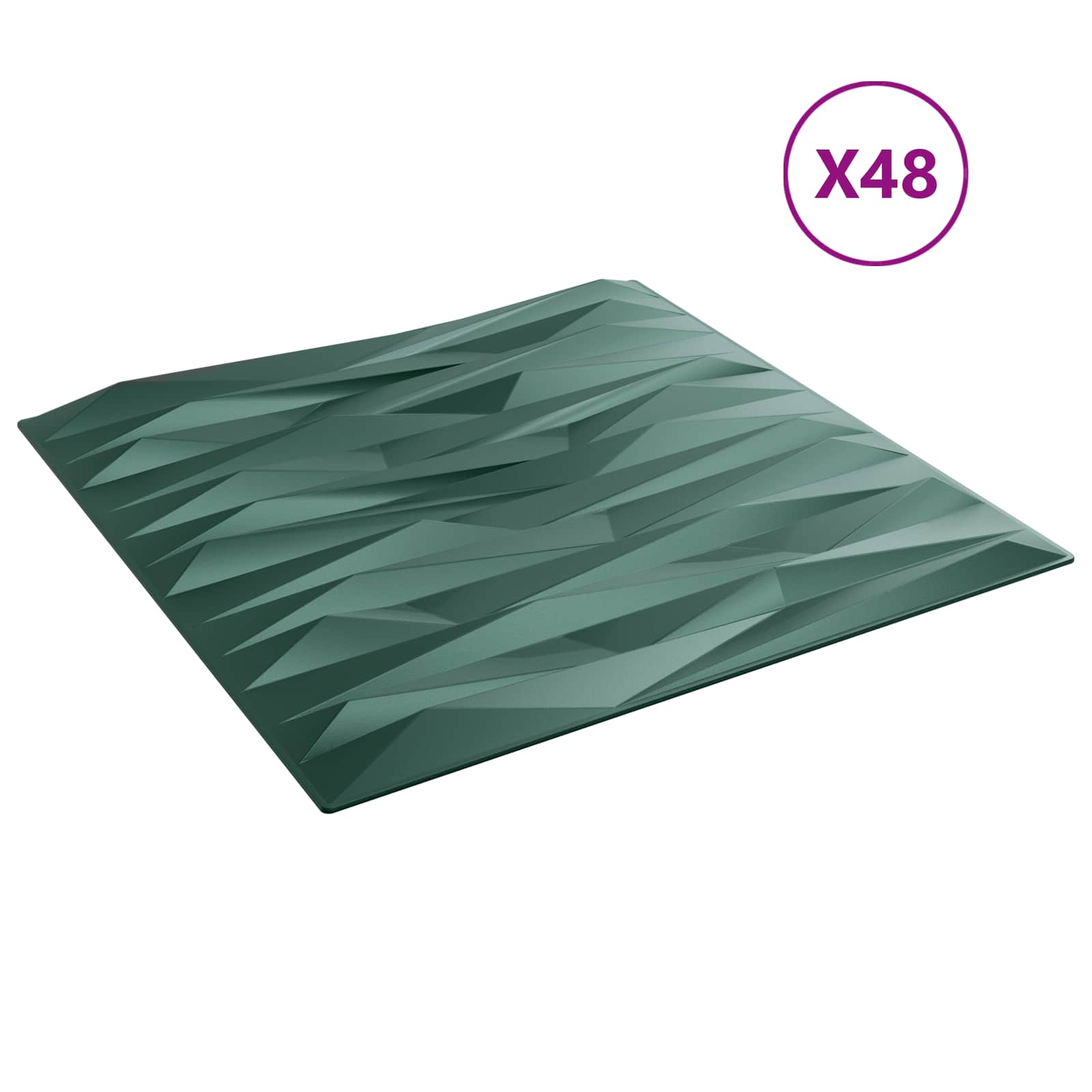 Seinäpaneelit 48 Pcs Kivilöyhkönvihreä 50 X 50 Cm Xps Vaahdon