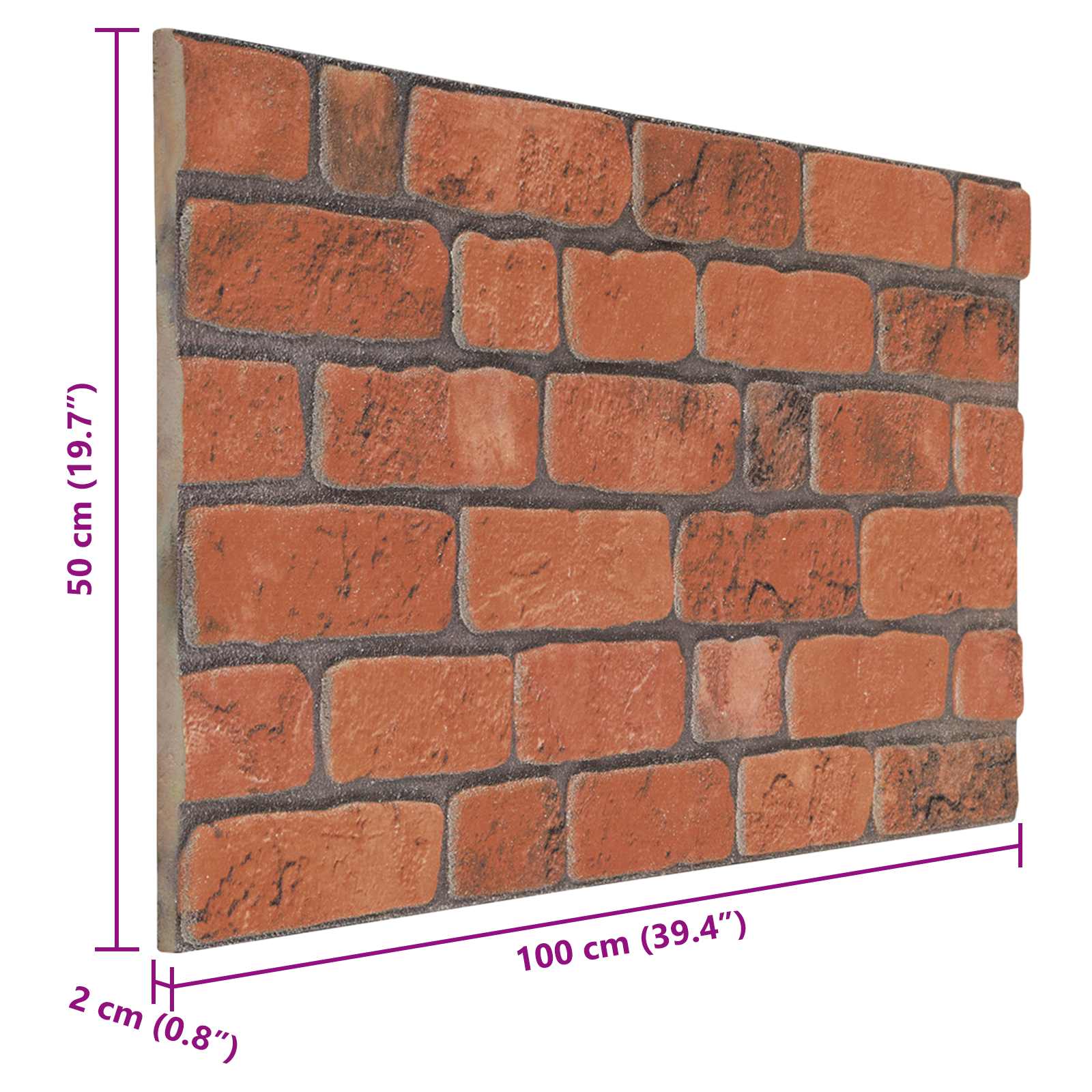 Seinäpaneelit 10 Pcs Terrakotta 100 X 50 Cm Eps Vaahtomuovi