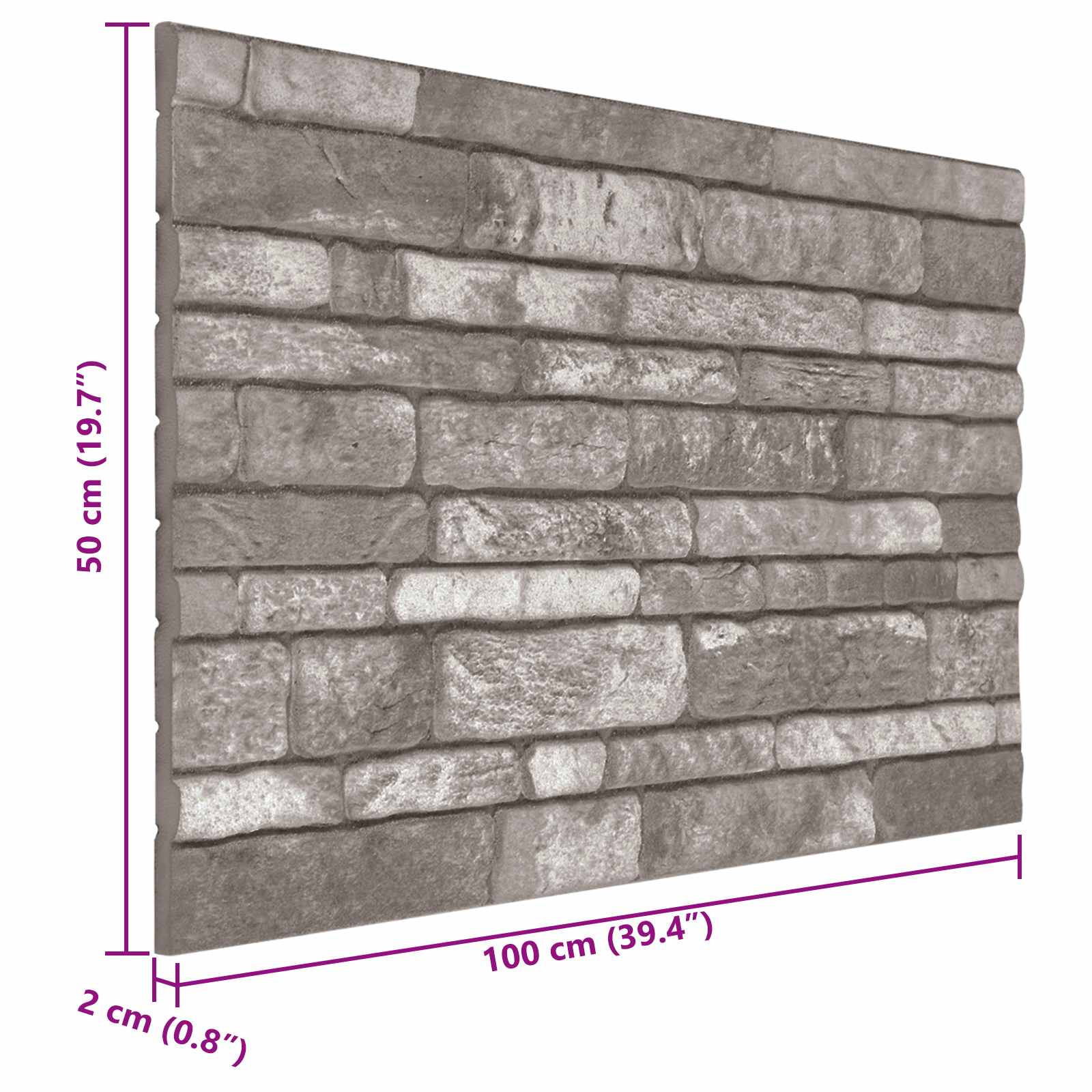 Seinäpaneelit 10 Pcs Tummanharmaa 100 X 50 Cm Eps Vaahtomuovi