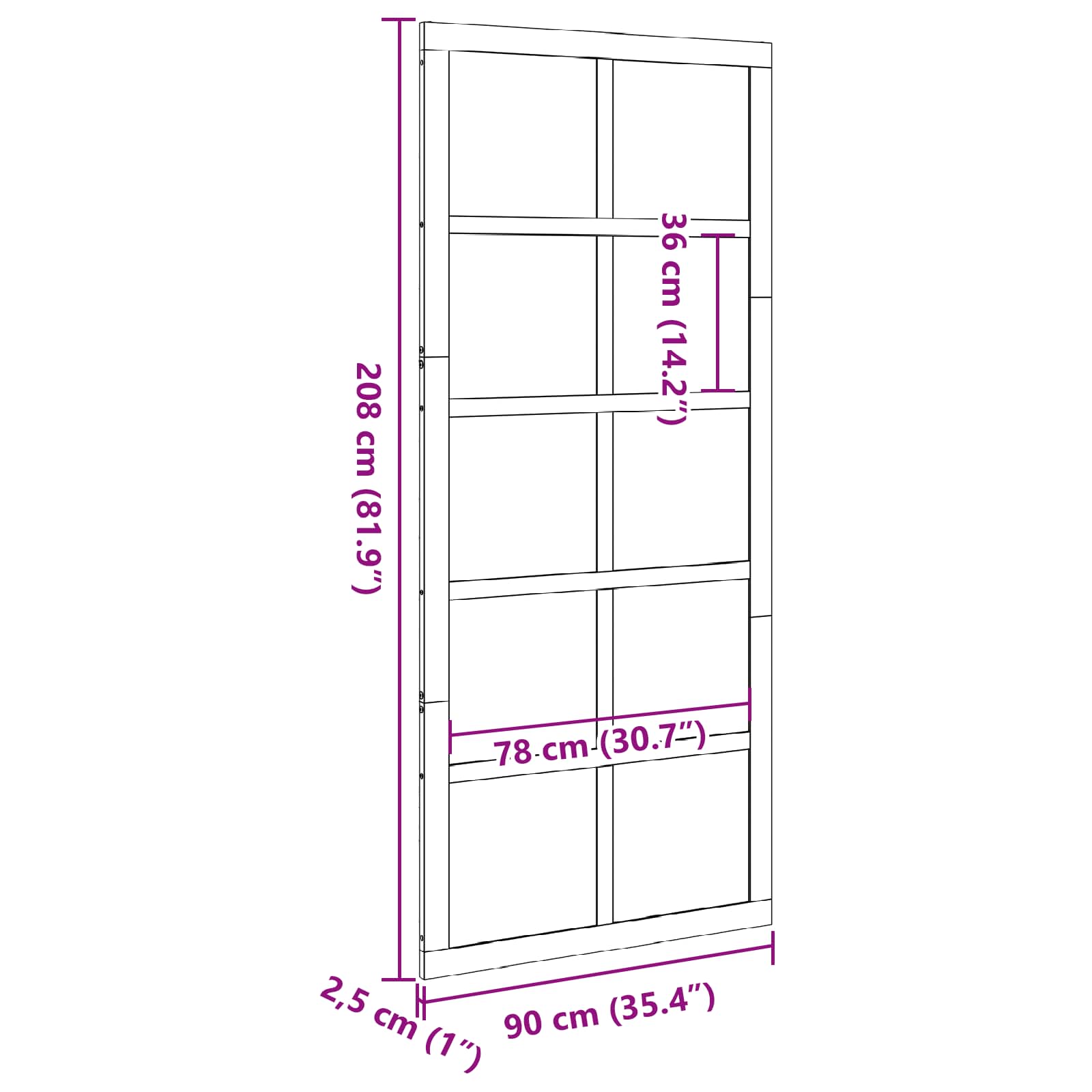 Ladon Ovi Valkoinen 90 X 2,5 X 208 Cm Täysi Mänty