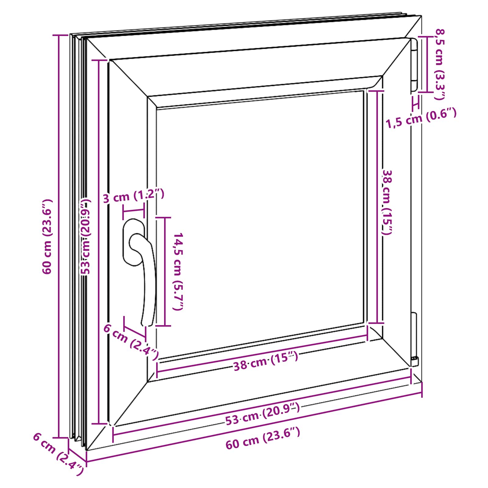 Kellari-Ikkuna Risor 60 X 60 Cm Pvc Ja Lasi Valkoinen