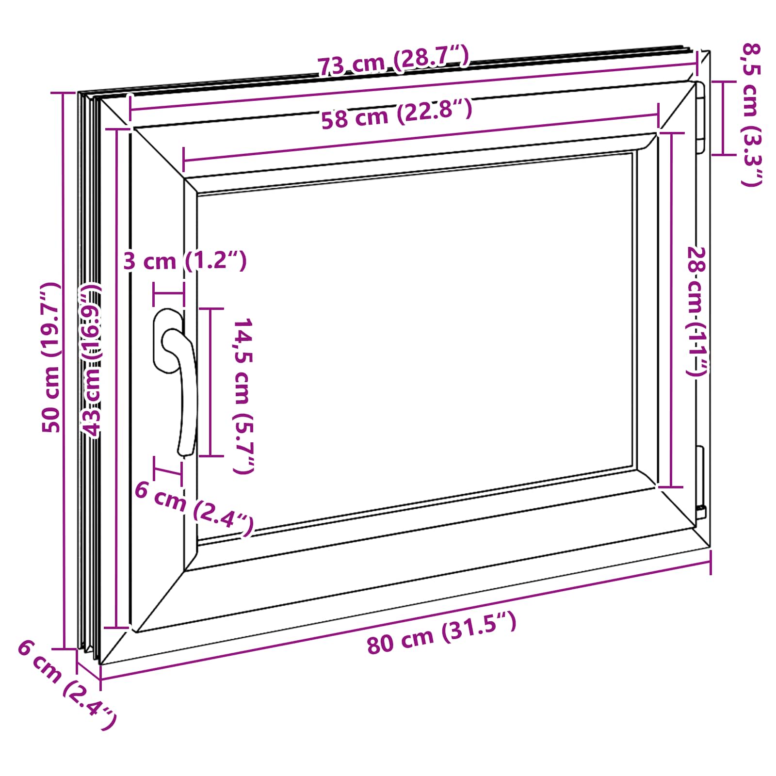 Kellari-Ikkuna Risor 80 X 50 Cm Pvc Ja Lasi Valkoinen