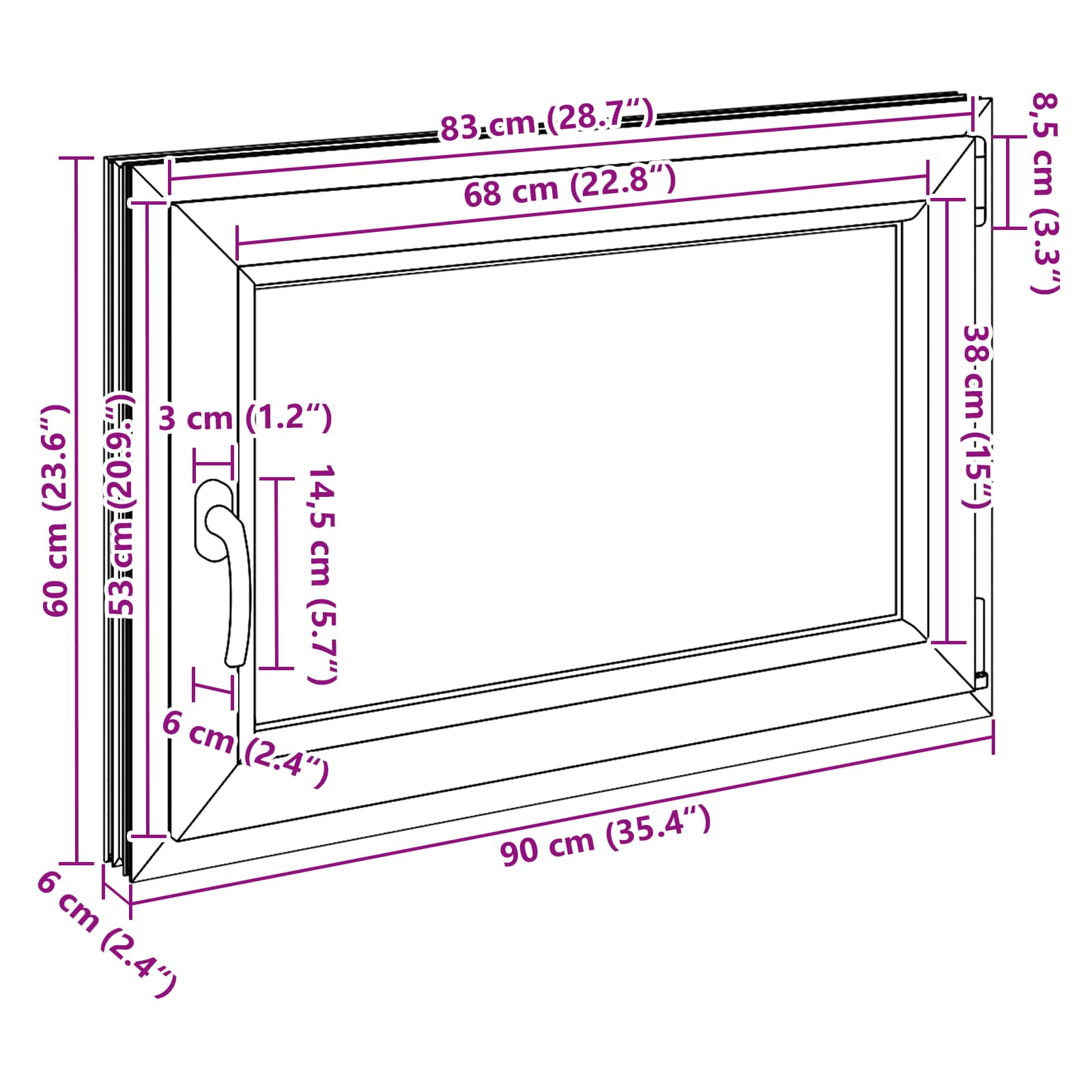 Kellari-Ikkuna Risor 90 X 60 Cm Pvc Ja Lasi Valkoinen