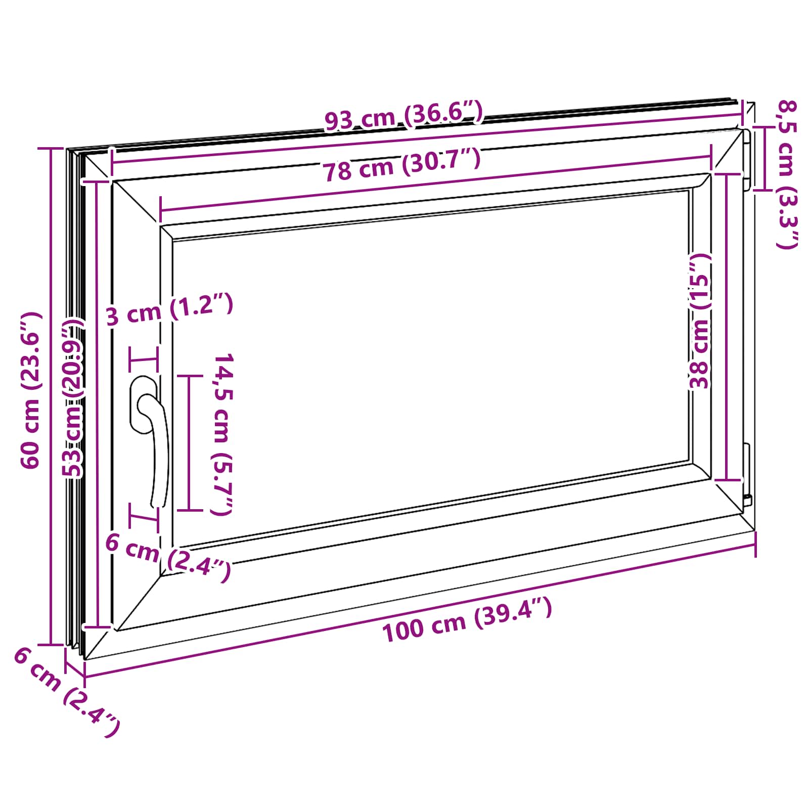 Kellari-Ikkuna Risor 100 X 60 Cm Pvc Ja Lasi Valkoinen
