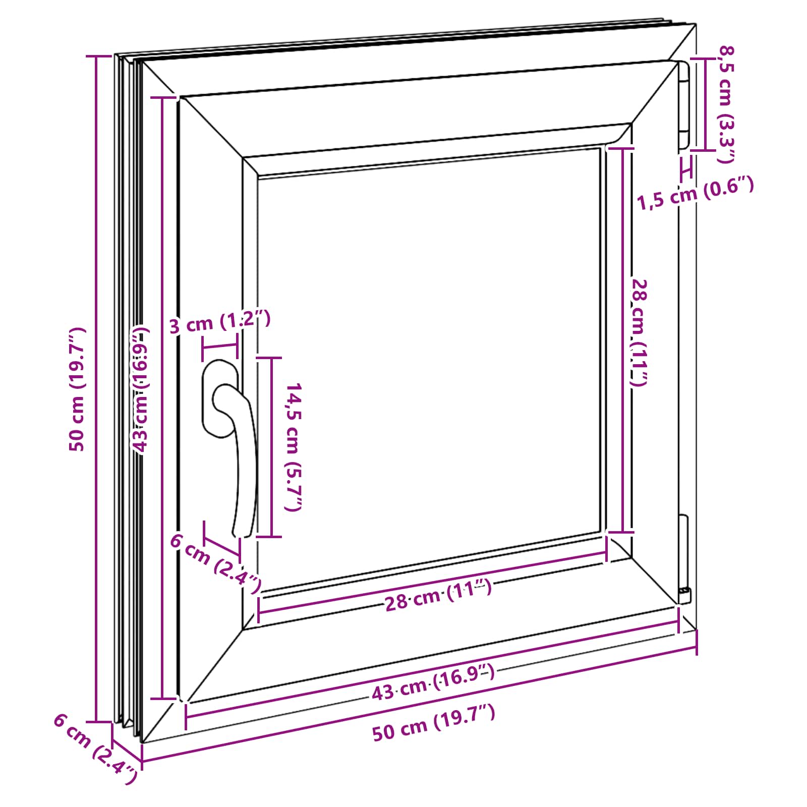 Kellari-Ikkuna Risor 50 X 50 Cm Pvc Ja Lasi Valkoinen