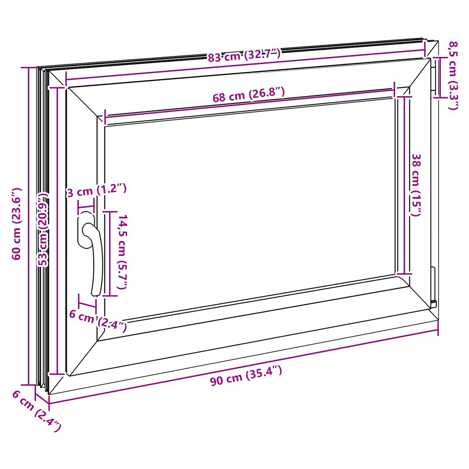 Kellari-Ikkuna Risor 90 X 60 Cm Pvc Ja Lasi Valkoinen