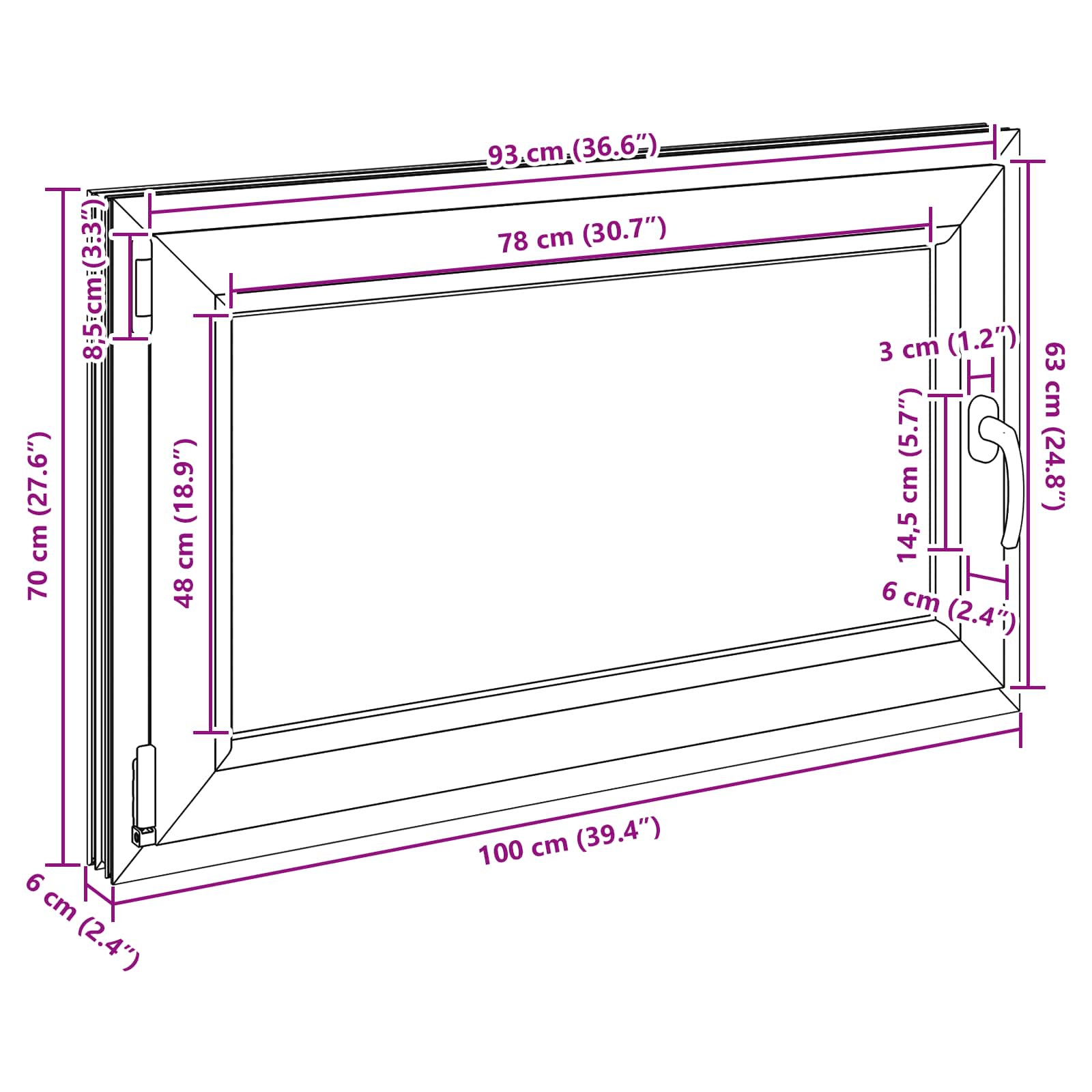 Kellari-Ikkuna Risor 100 X 70 Cm Pvc Ja Lasi Valkoinen