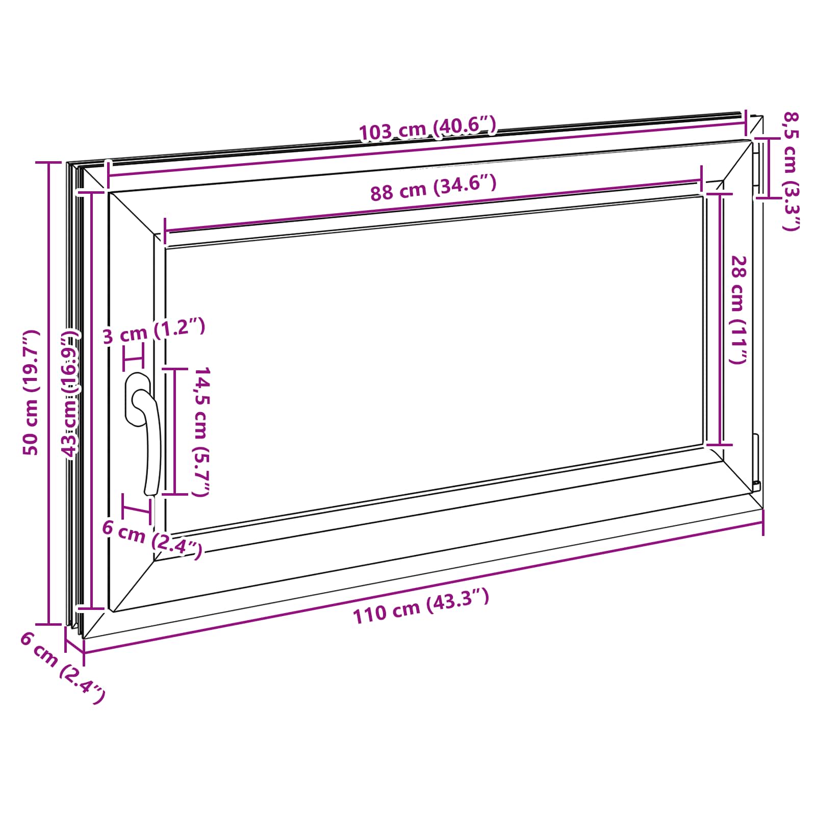 Kellari-Ikkuna Risor 110 X 50 Cm Pvc Ja Lasi Valkoinen