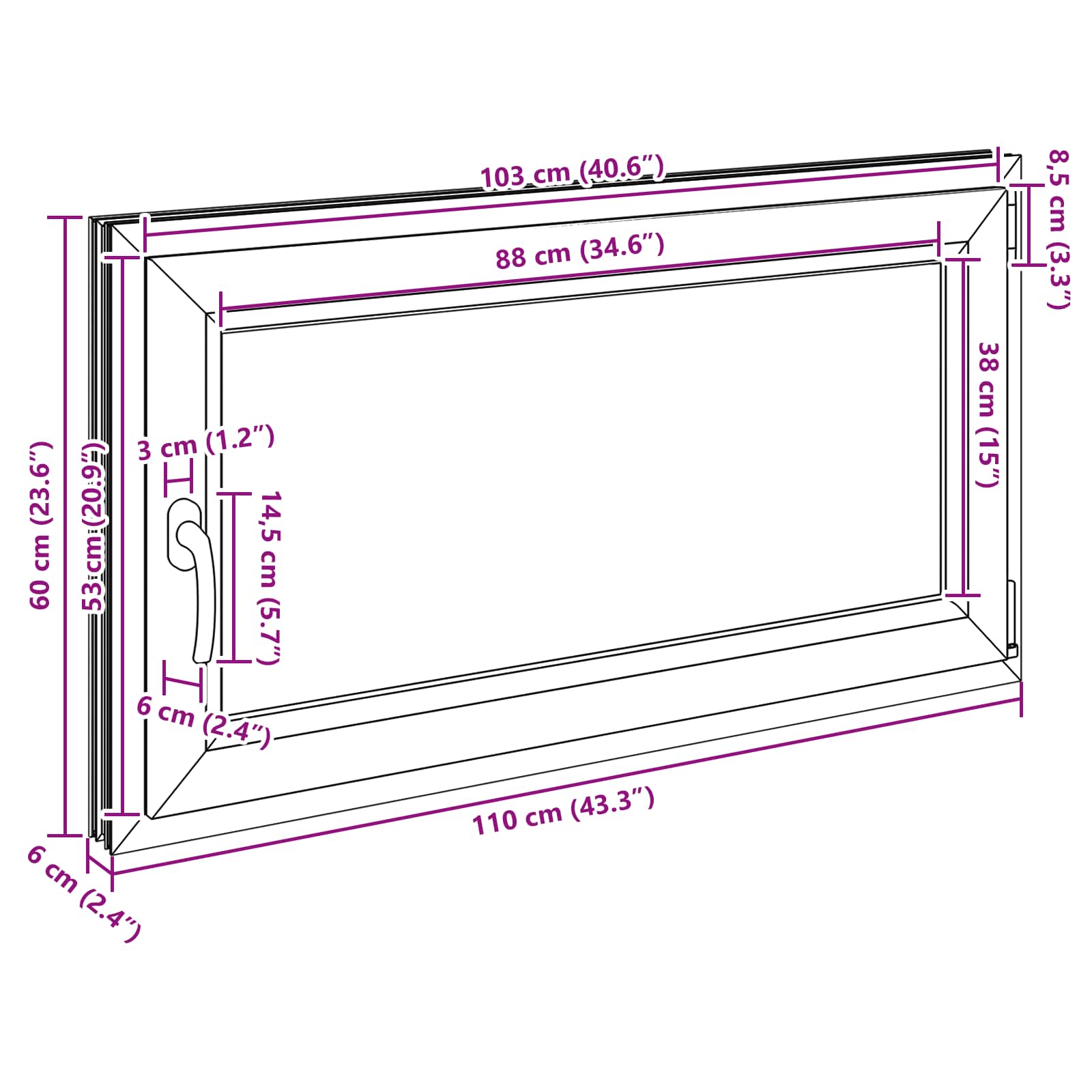 Kellari-Ikkuna Risor 110 X 60 Cm Pvc Ja Lasi Valkoinen