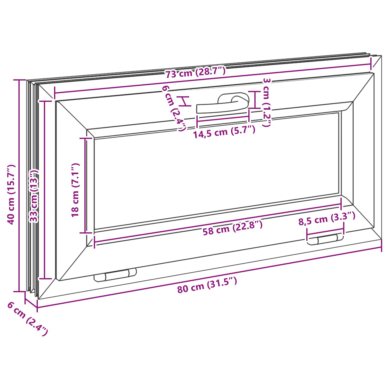 Kellari-Ikkuna Risor 80 X 40 Cm Pvc Ja Lasi Valkoinen