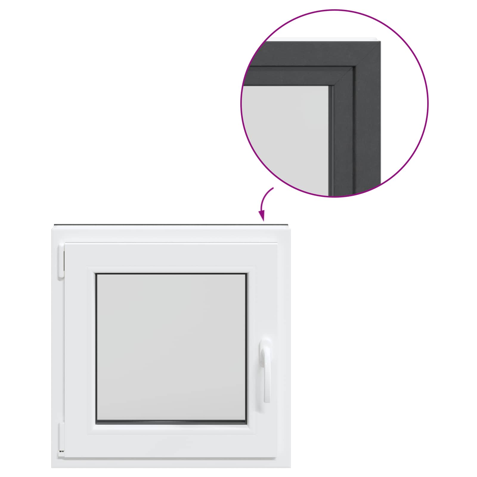 Kellari-Ikkuna Risor 50 X 50 Cm Pvc Ja Lasi Antrasiitti