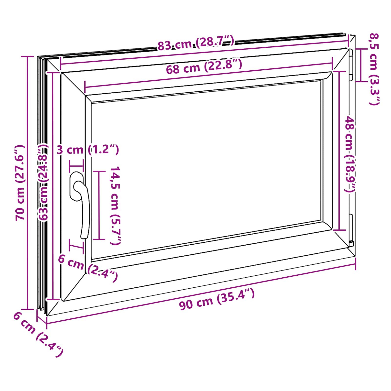 Kellari-Ikkuna Risor 90 X 60 Cm Pvc Ja Lasi Antrasiitti