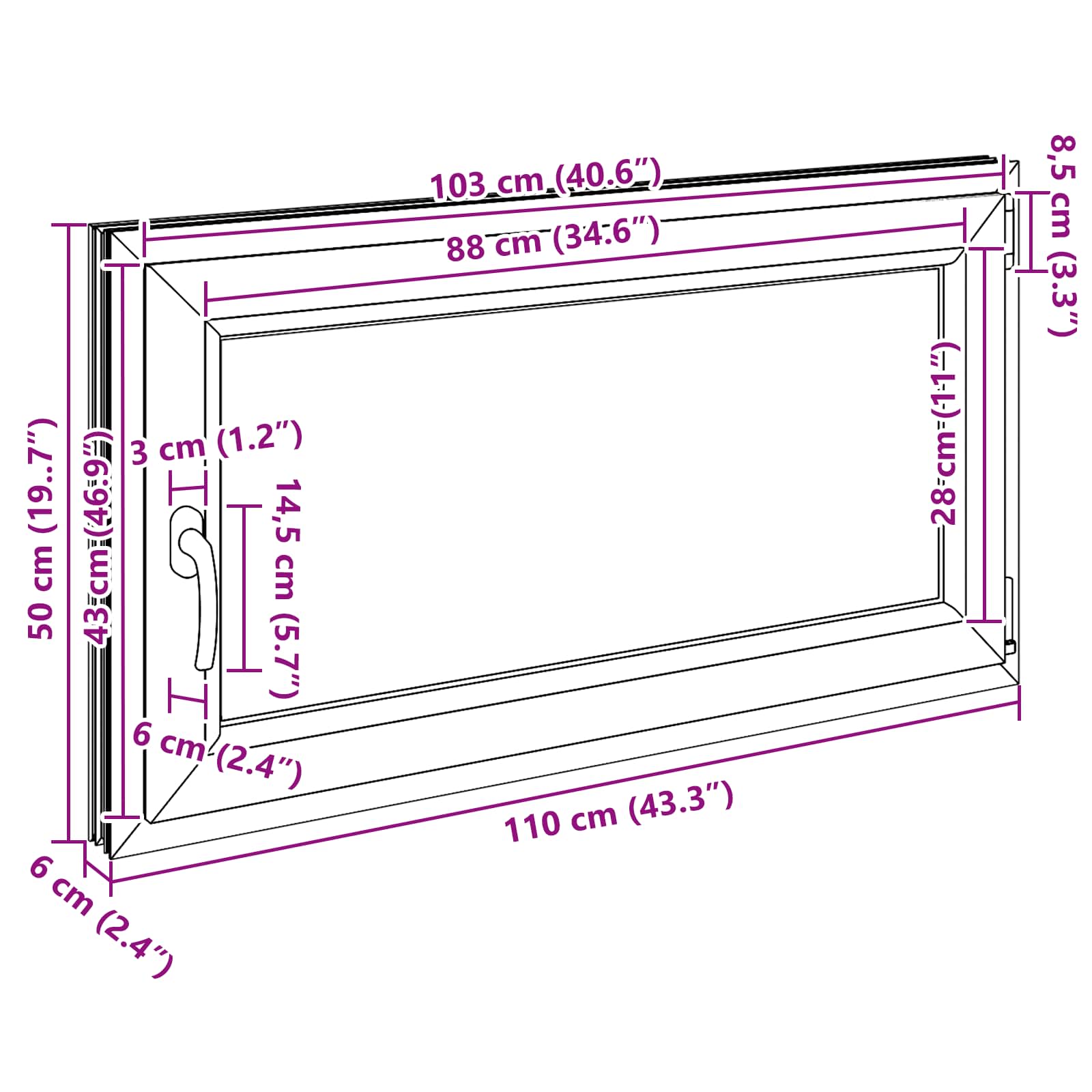 Kellari-Ikkuna Risor 110 X 50 Cm Pvc Ja Lasi Antrasiitti