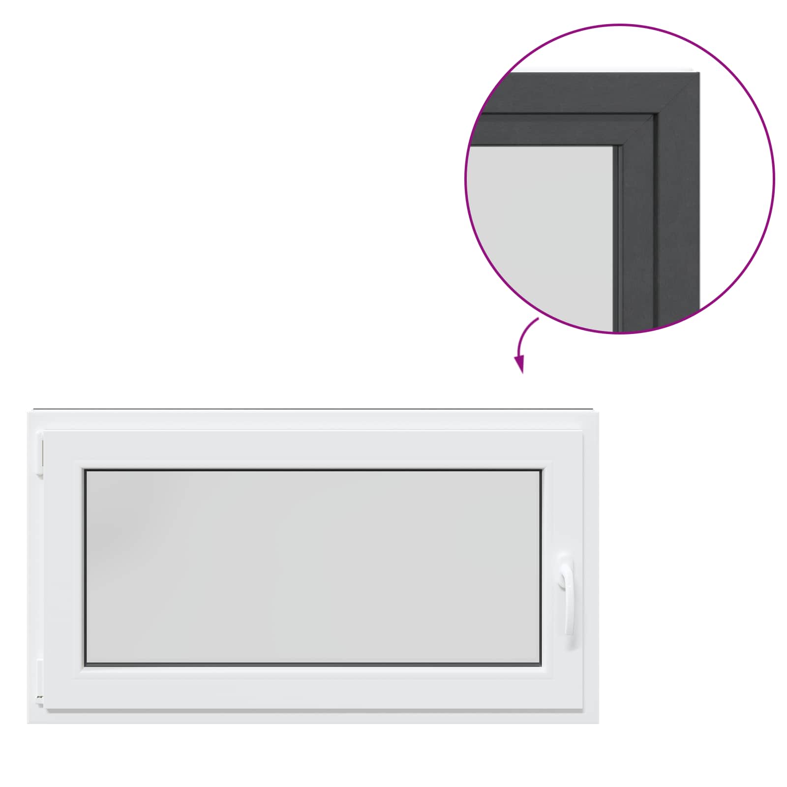 Kellari-Ikkuna Risor 110 X 50 Cm Pvc Ja Lasi Antrasiitti