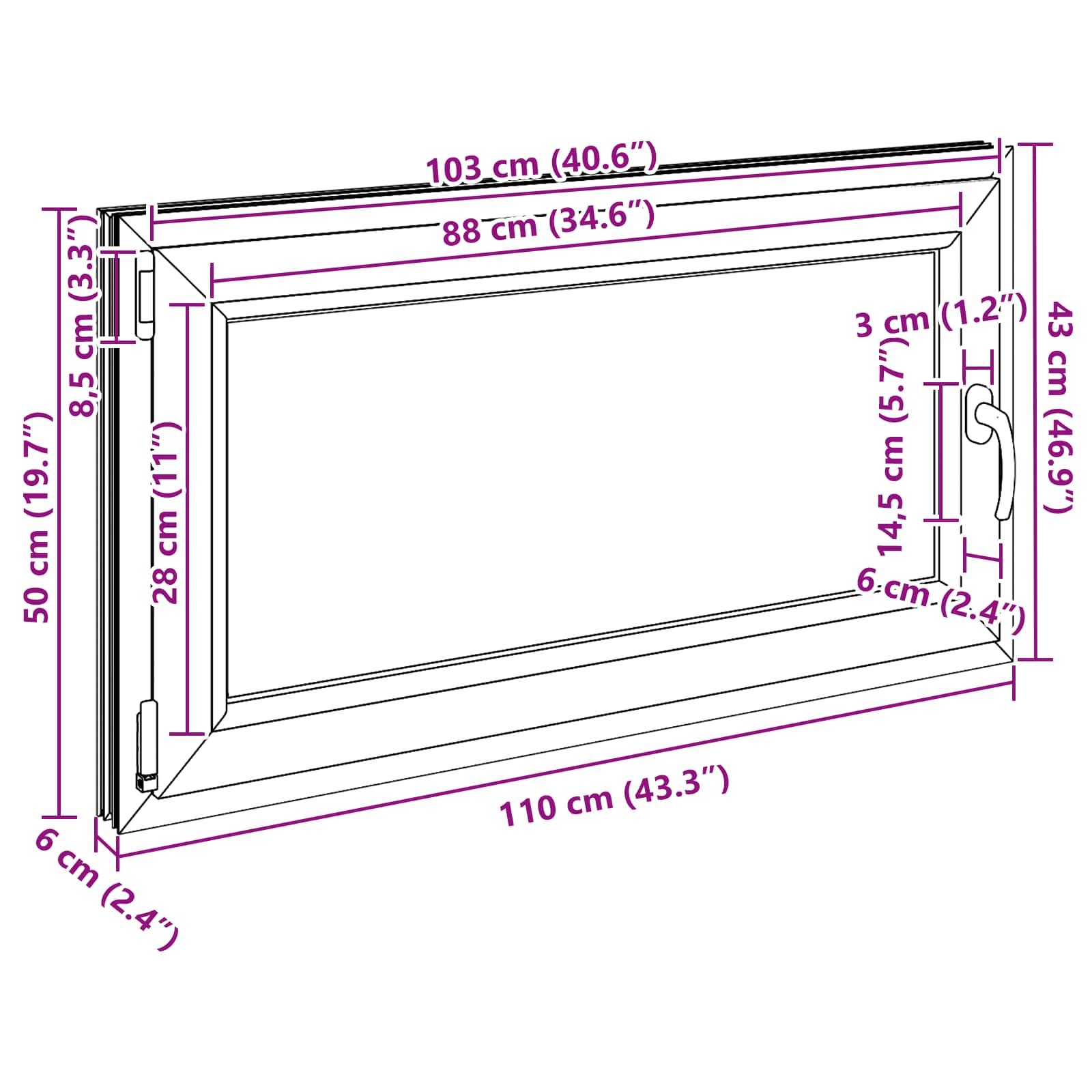 Kellari-Ikkuna Risor 110 X 50 Cm Pvc Ja Lasi Antrasiitti