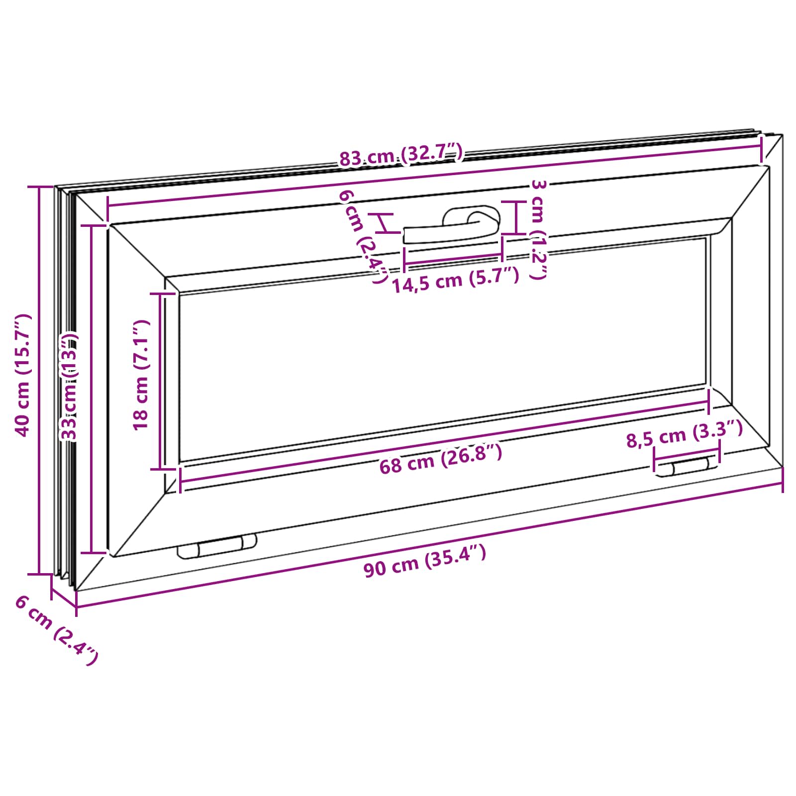 Kellari-Ikkuna Risor 90 X 40 Cm Pvc Ja Lasi Antrasiitti