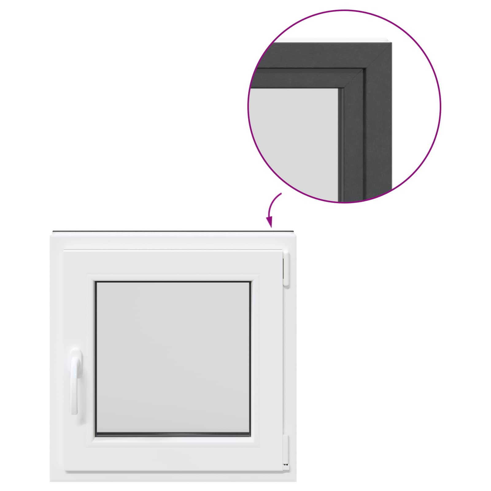 Kellari-Ikkuna Risor 50 X 50 Cm Pvc Ja Lasi Antrasiitti