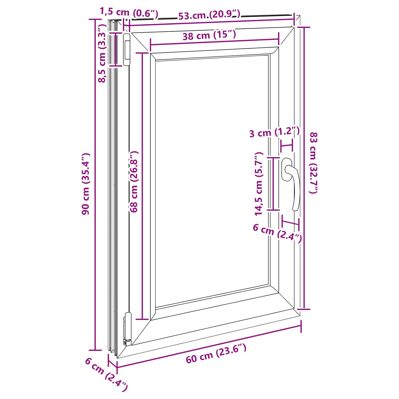 Kellari-Ikkuna Risor 60 X 90 Cm Pvc Ja Lasi Antrasiitti