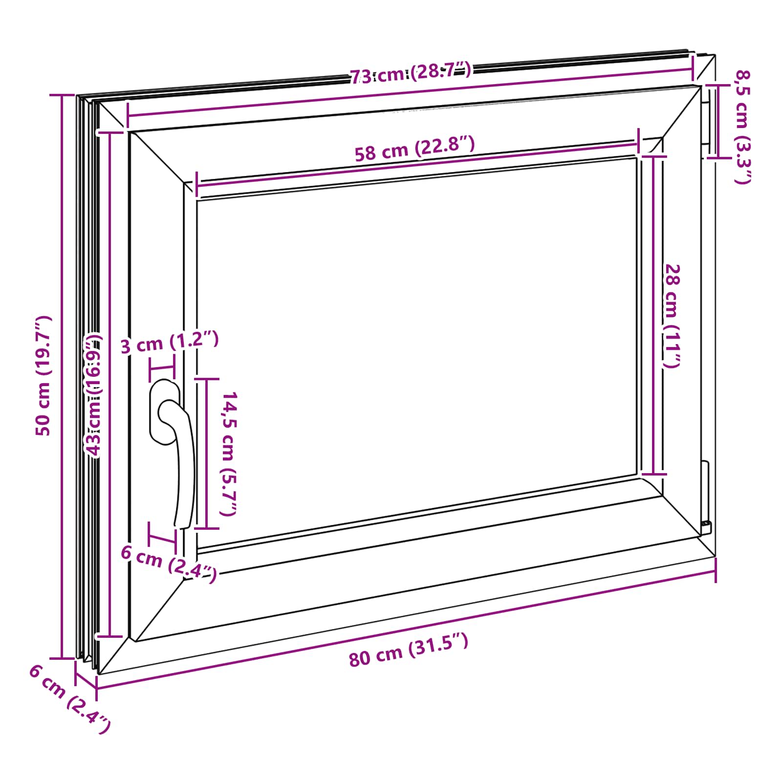Kellari-Ikkuna Risor 60 X 100 Cm Pvc Ja Lasi Antrasiitti