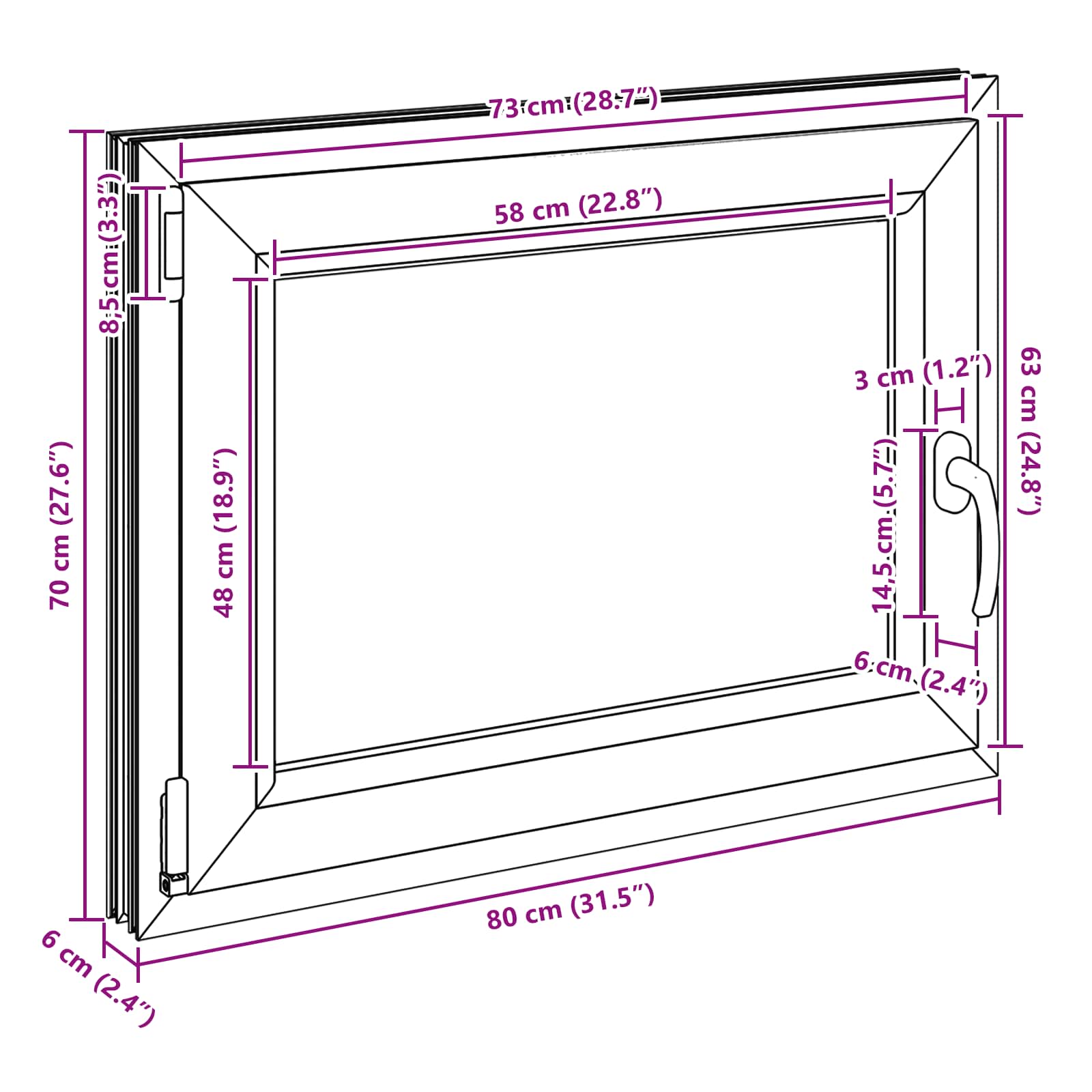 Kellari-Ikkuna Risor 80 X 70 Cm Pvc Ja Lasi Antrasiitti