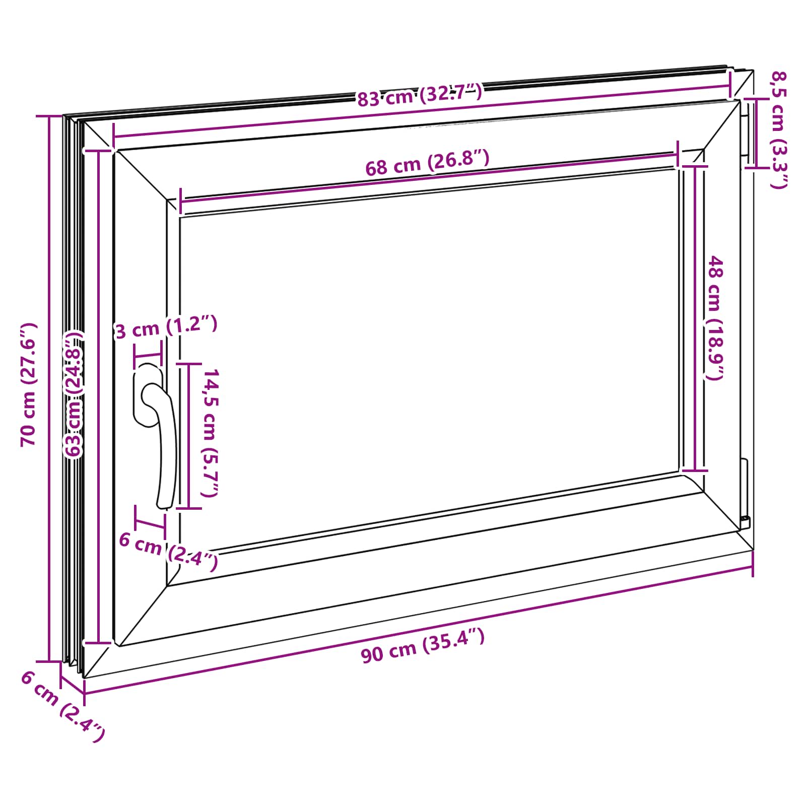 Kellari-Ikkuna Risor 90 X 60 Cm Pvc Ja Lasi Antrasiitti