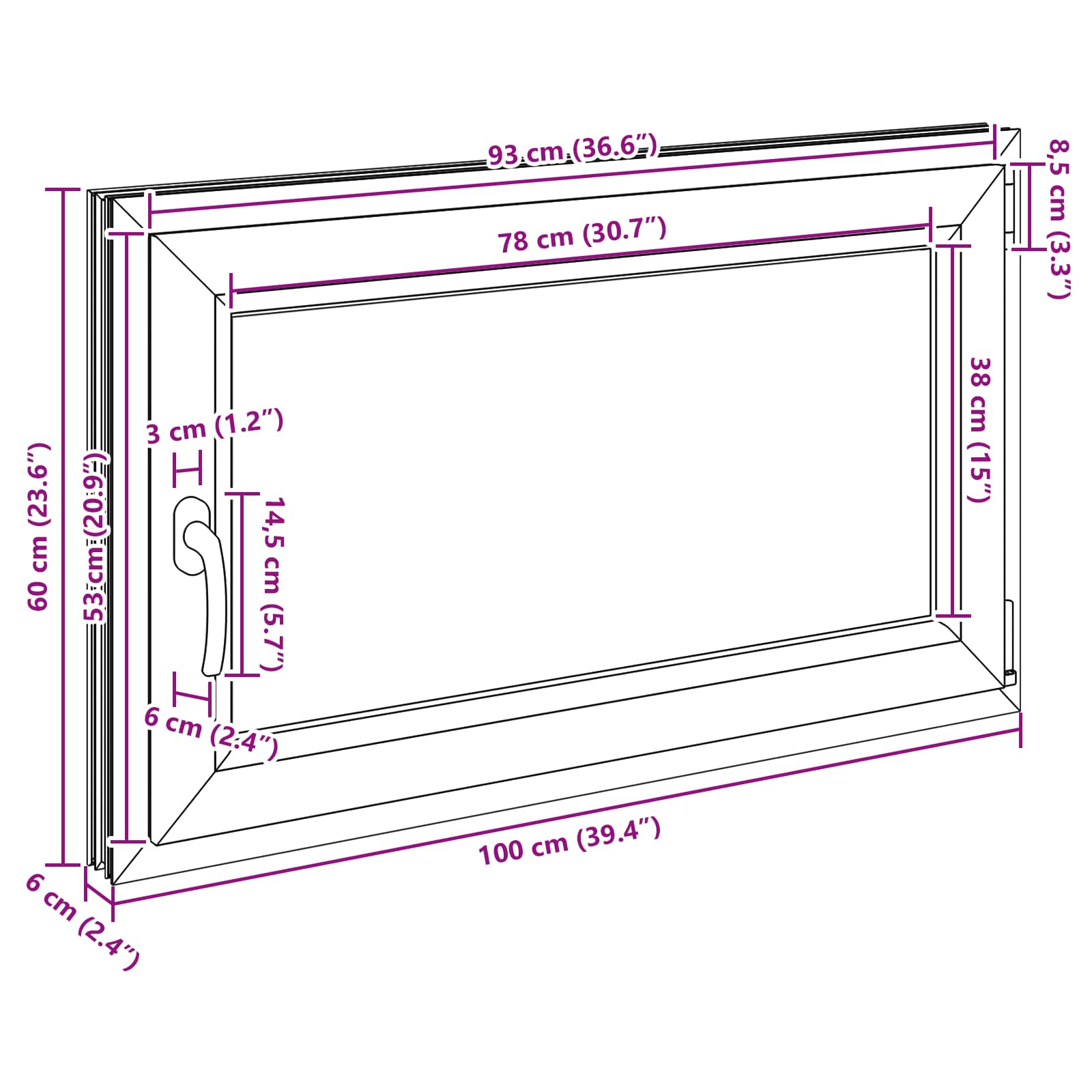 Kellari-Ikkuna Risor 100 X 60 Cm Pvc Ja Lasi Antrasiitti