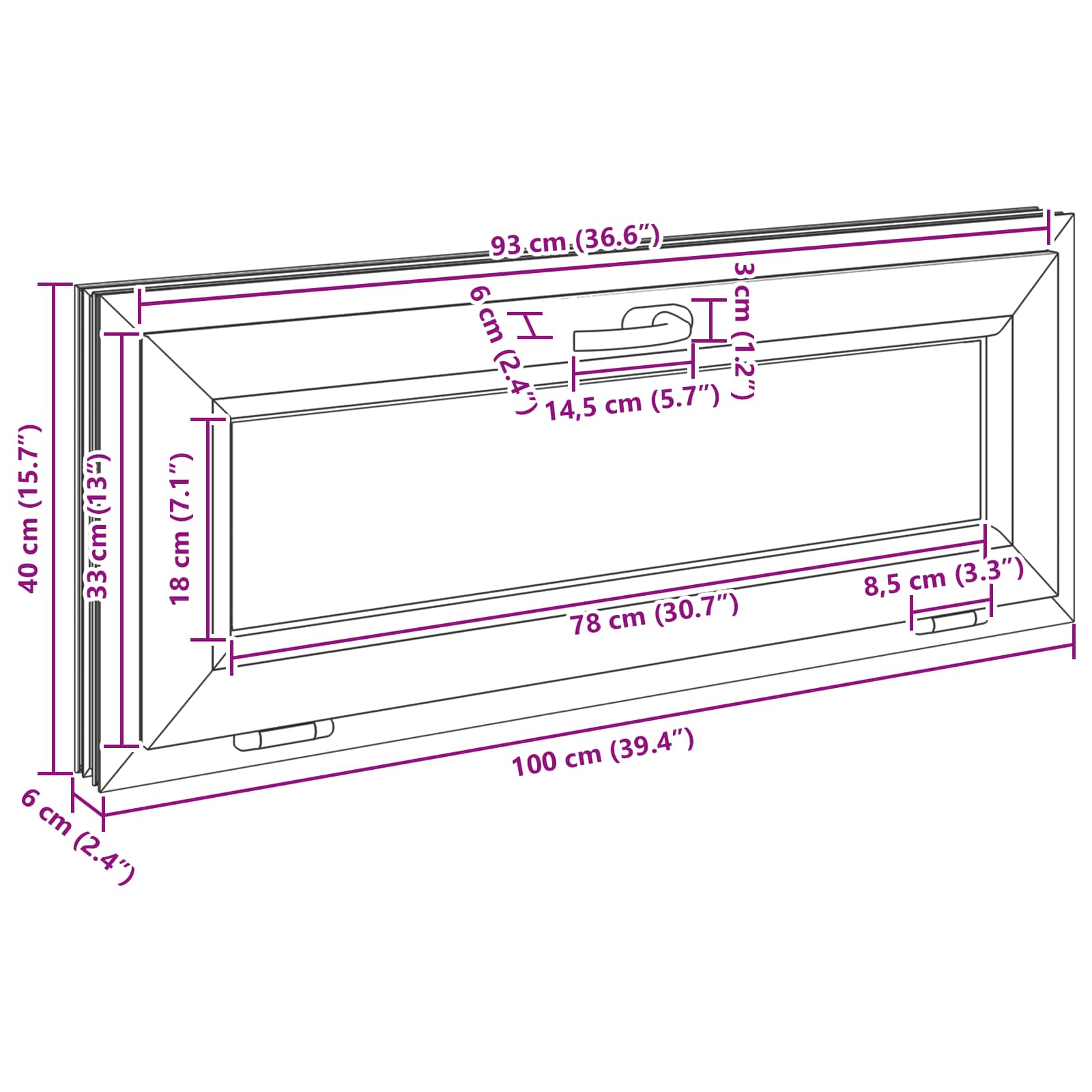 Kellari-Ikkuna Risor 100 X 40 Cm Pvc Ja Lasi Antrasiitti