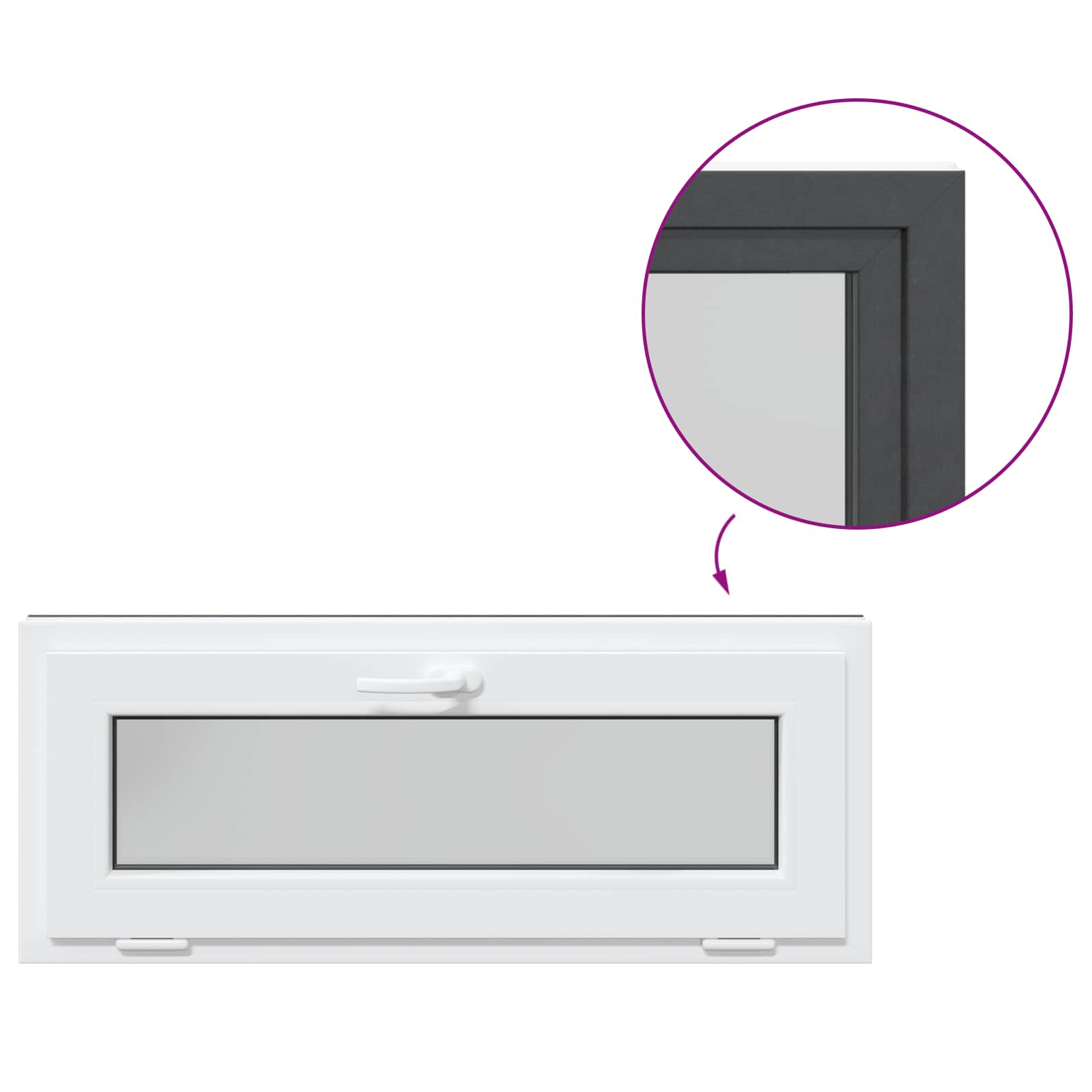 Kellari-Ikkuna Risor 110 X 40 Cm Pvc Ja Lasi Antrasiitti