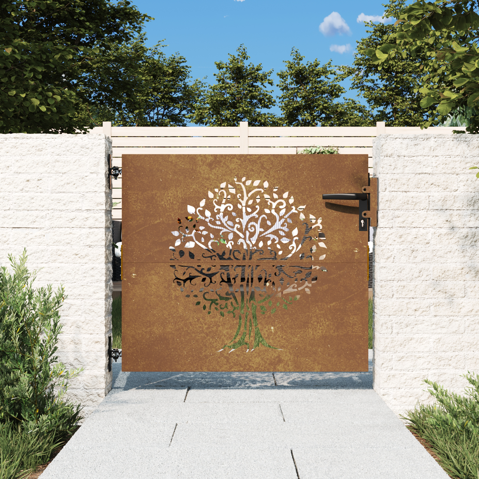 Puutarhaportti Corten-Teräs, Puukuvio